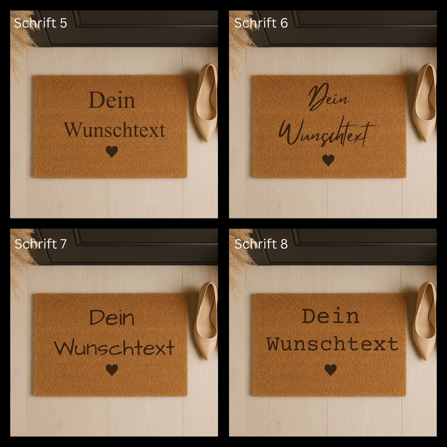 Personalisierte Fußmatte mit Namen in verschiedenen Schriftarten