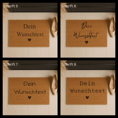 Personalisierte Fußmatte mit Namen in verschiedenen Schriftarten