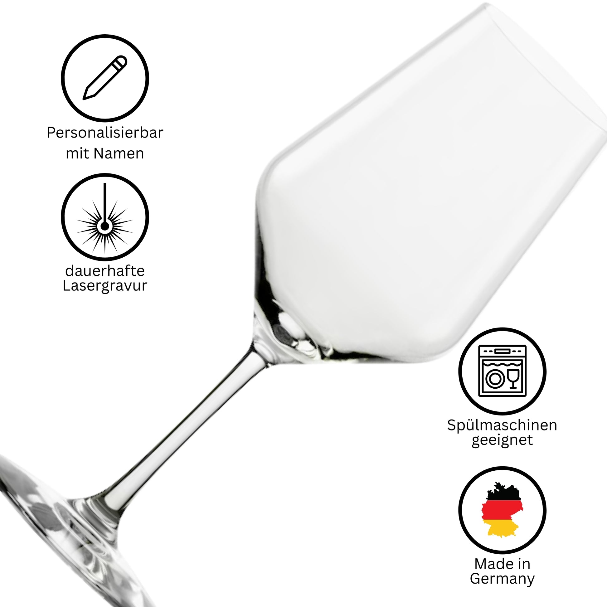 Personalisierte Weingläser Hochzeitsgeschenk mit dauerhafter Lasergravur, spülmaschinengeeignet, Made in Germany.