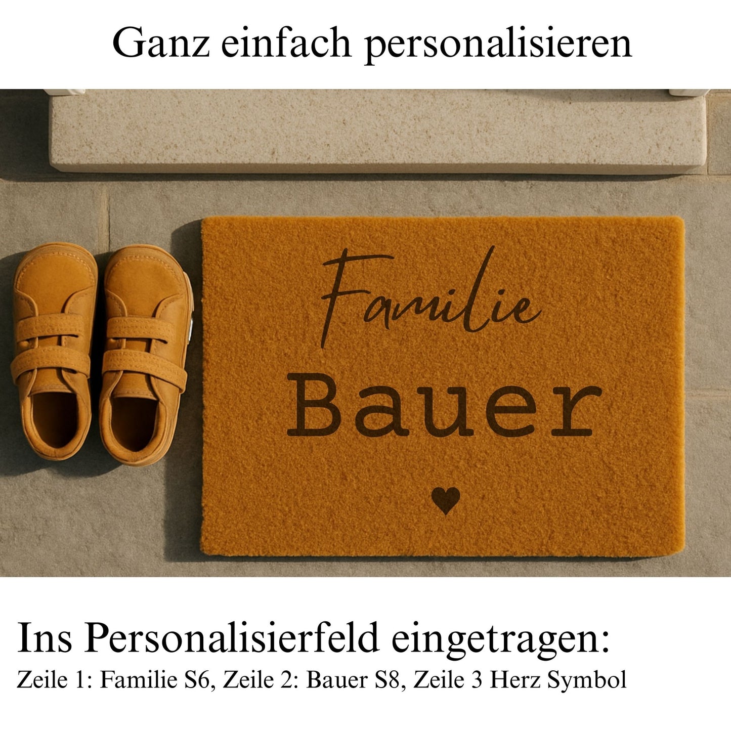 Anleitung zur Personalisierung einer Kokos Fußmatte mit Wunschtext