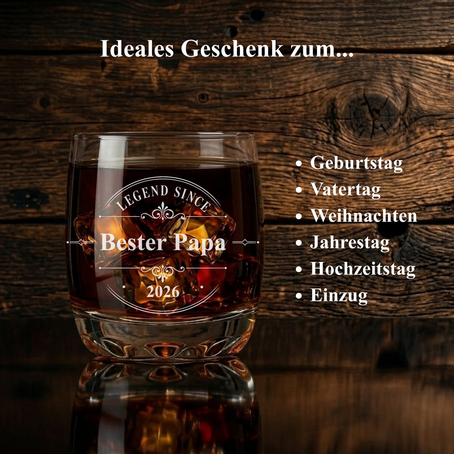 Personalisiertes Whisky Glas Bester Papa – Ideales Geschenk Vatertag Geburtstag Weihnachten Männer