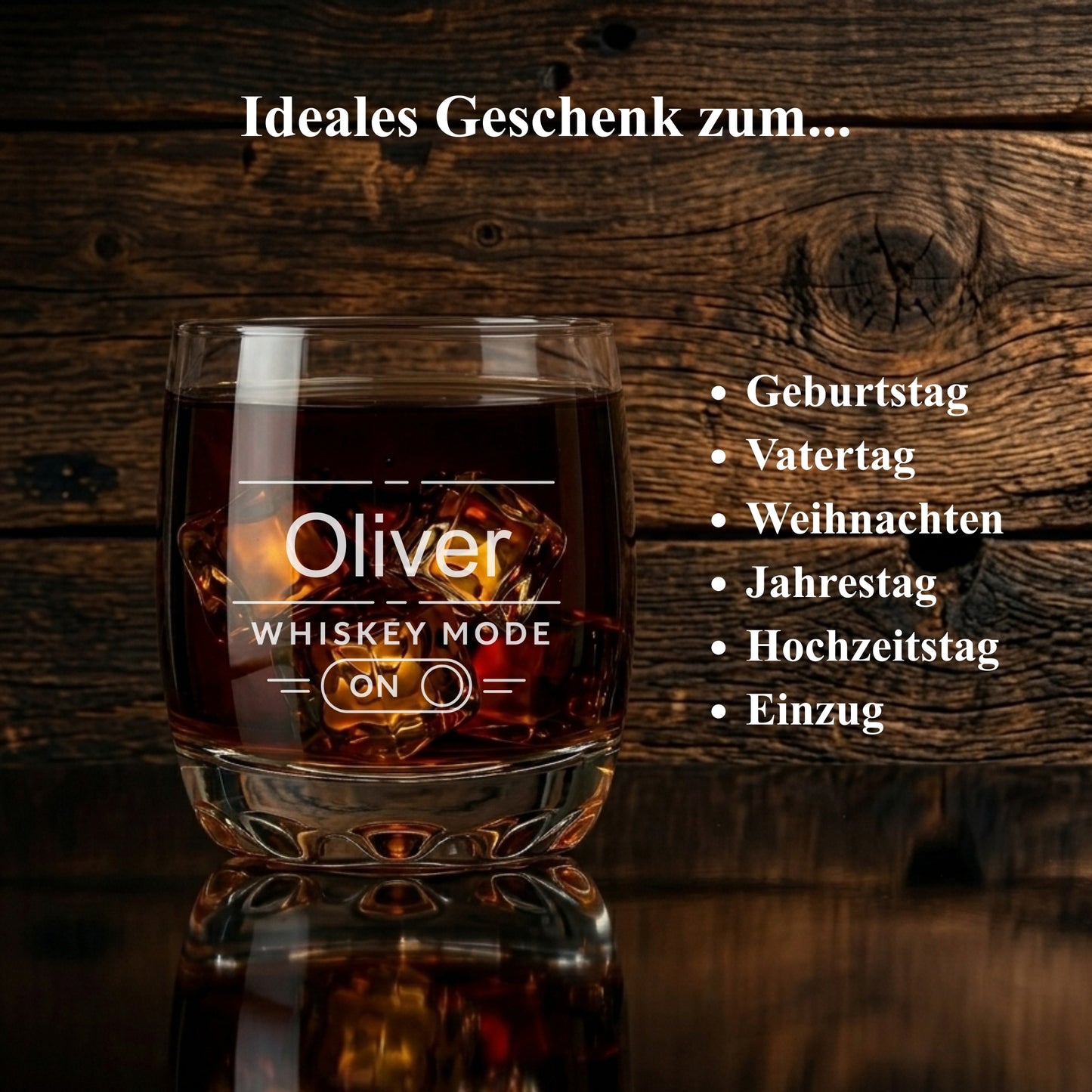 Whisky Glas Whiskey Mode ON Oliver – Geschenk Vatertag Geburtstag Weihnachten Männer