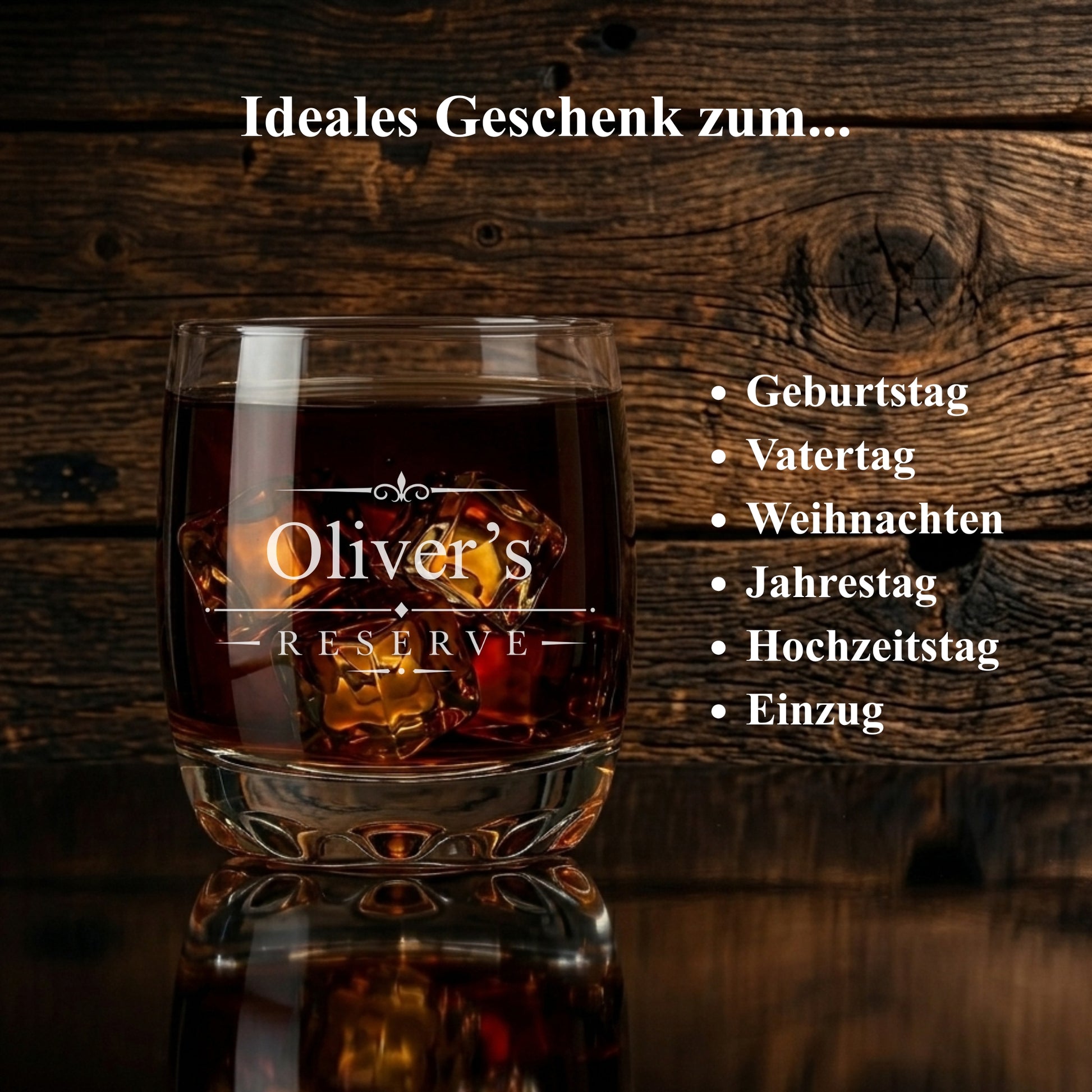 Whisky Glas Olivers Reserve – edles Geschenk Vatertag Geburtstag Weihnachten Einzug Männer