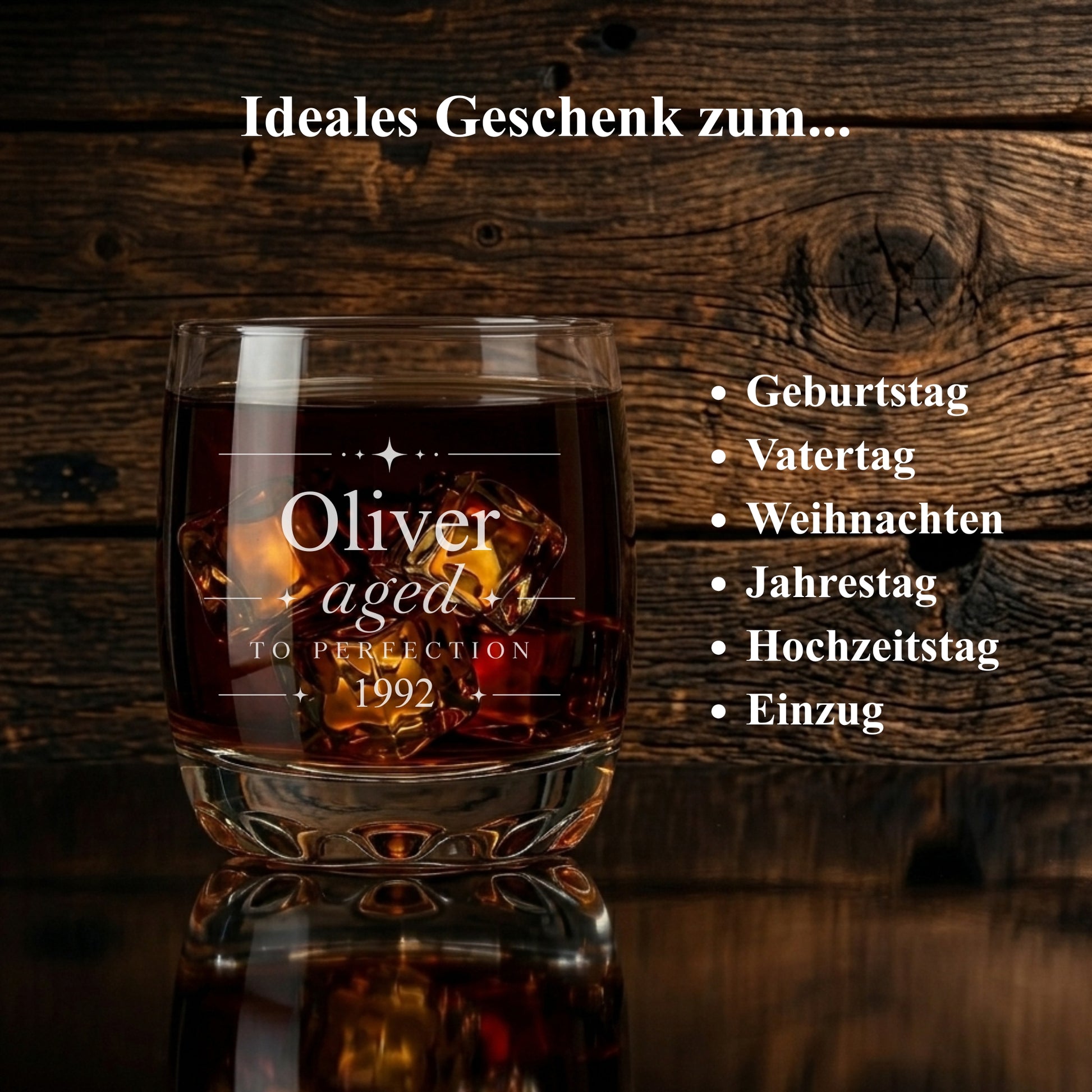 Whisky Glas Aged to Perfection Oliver – Geschenk Vatertag 40 50 60 Geburtstag Weihnachten Männer