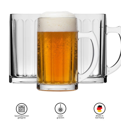 Handgefertigter personalisierter Bierkrug aus deutscher Manufaktur mit Lasergravur