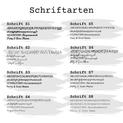 Schriftarten Auswahl für personalisierte Kokos Fußmatte mit Wunschtext