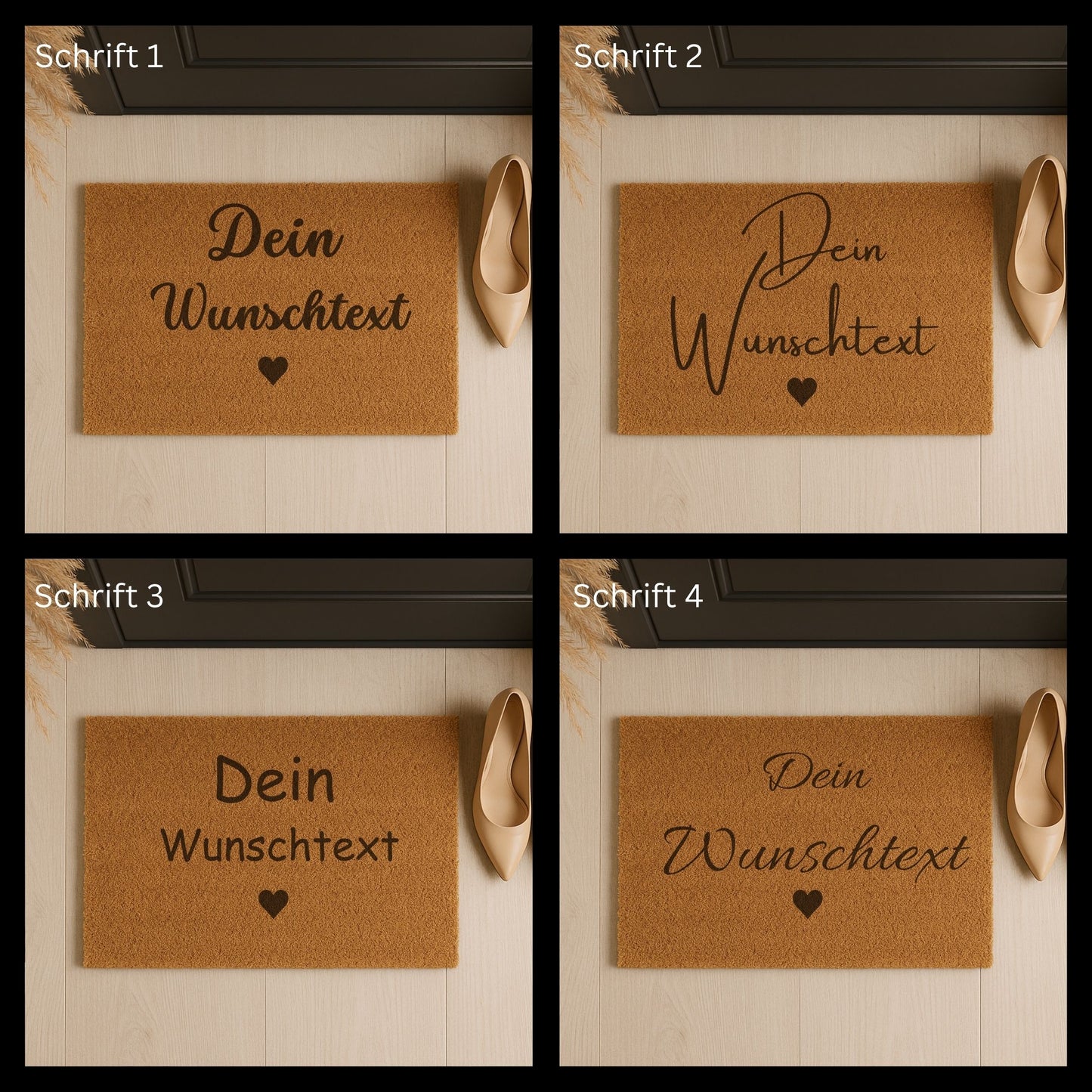 Personalisierte Fußmatte mit Namen in verschiedenen Schriftarten