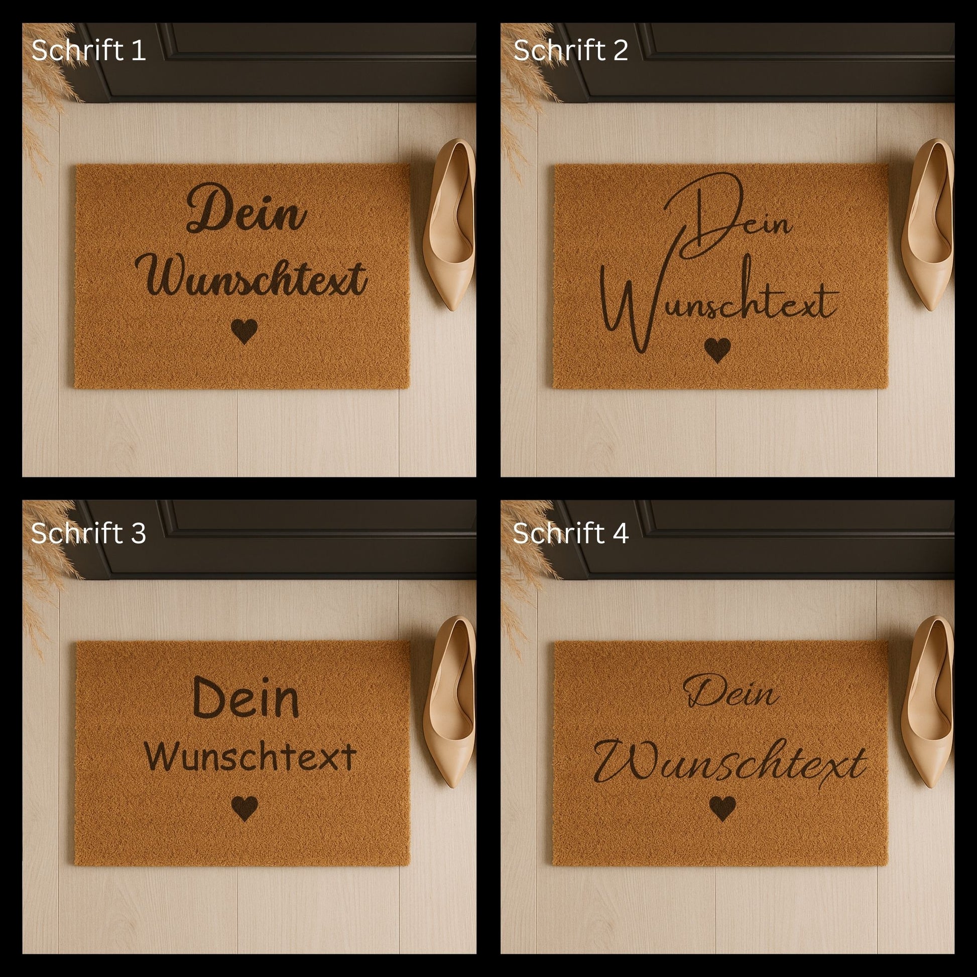 Personalisierte Fußmatte mit Namen in verschiedenen Schriftarten