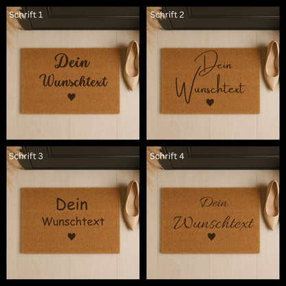 Personalisierte Fußmatte mit Namen in verschiedenen Schriftarten