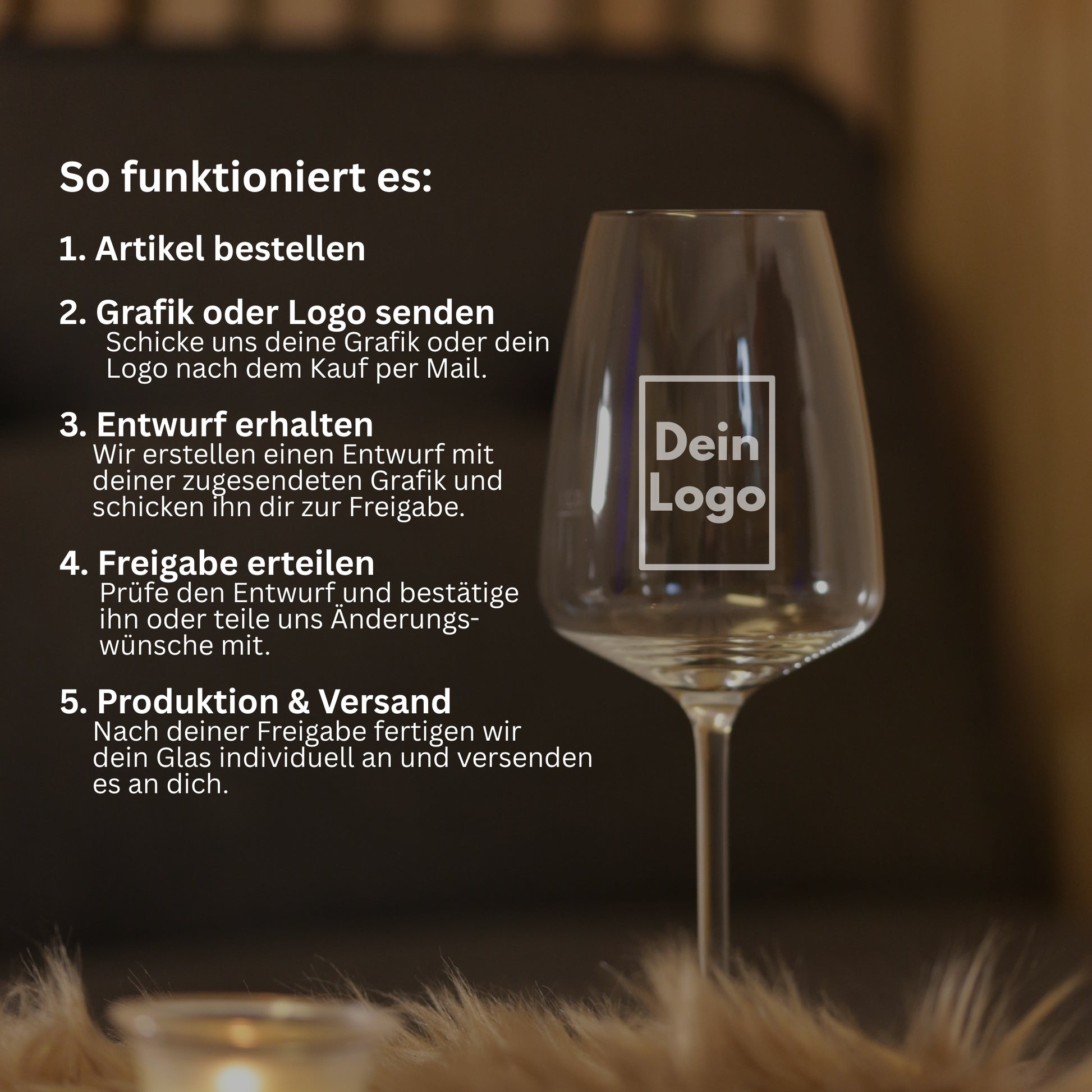 Glas mit Logo Gravur – kostenloser Entwurf vor Produktion