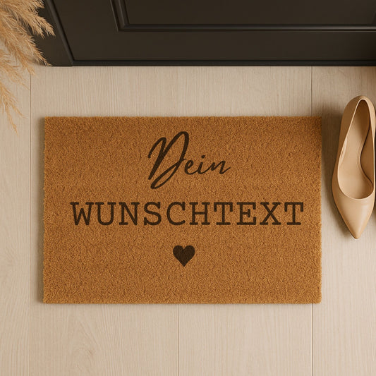 Personalisierte Kokos Fußmatte mit Wunschtext als Türmatte im Eingangsbereich