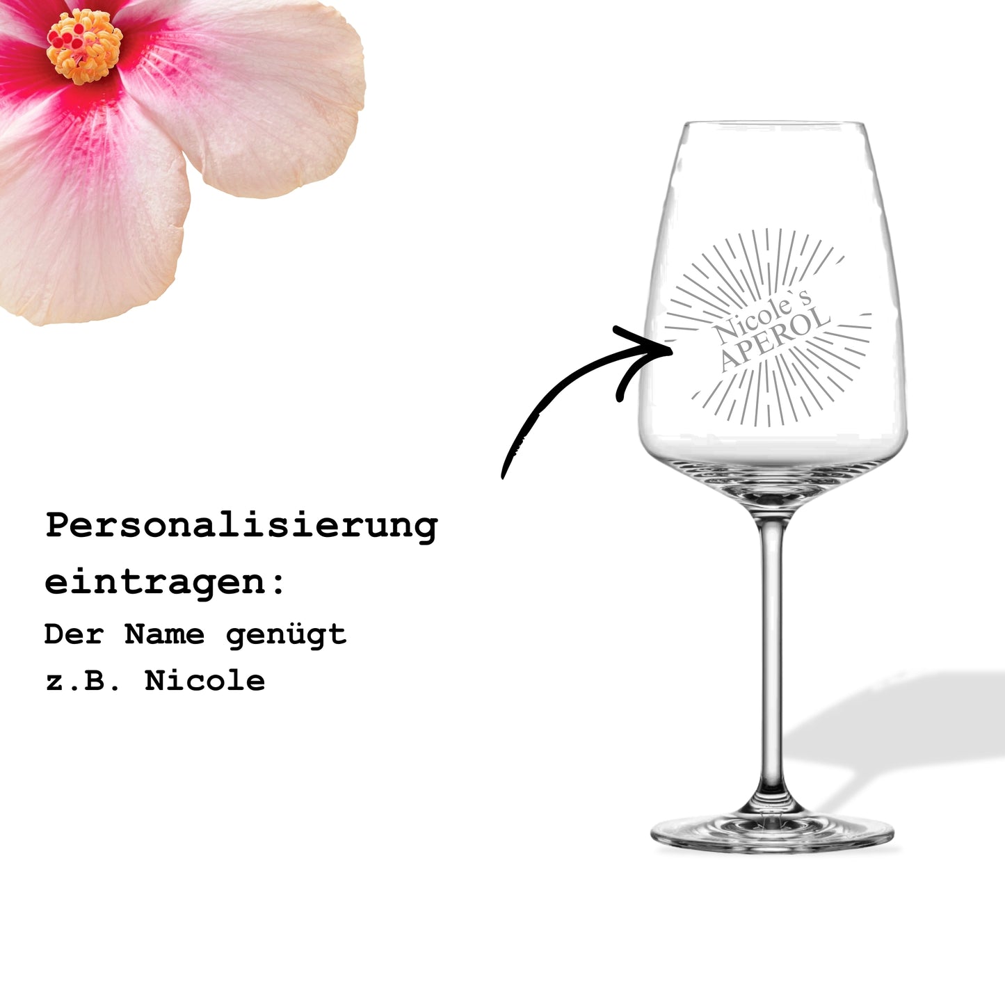 Personalisierung Aperol Glas – Name eingeben Beispiel Nicole