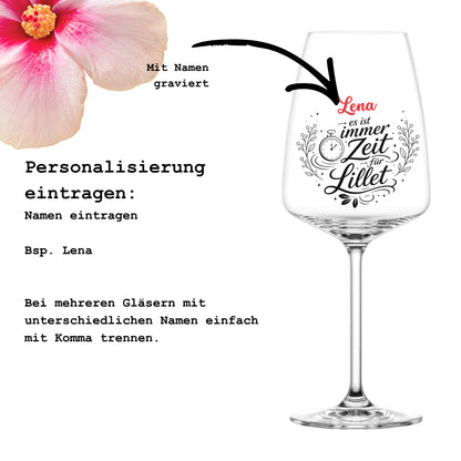 Anleitung zur Personalisierung – Lillet Glas mit Namen gravieren lassen – Beispiel Lena – Glanzstücke