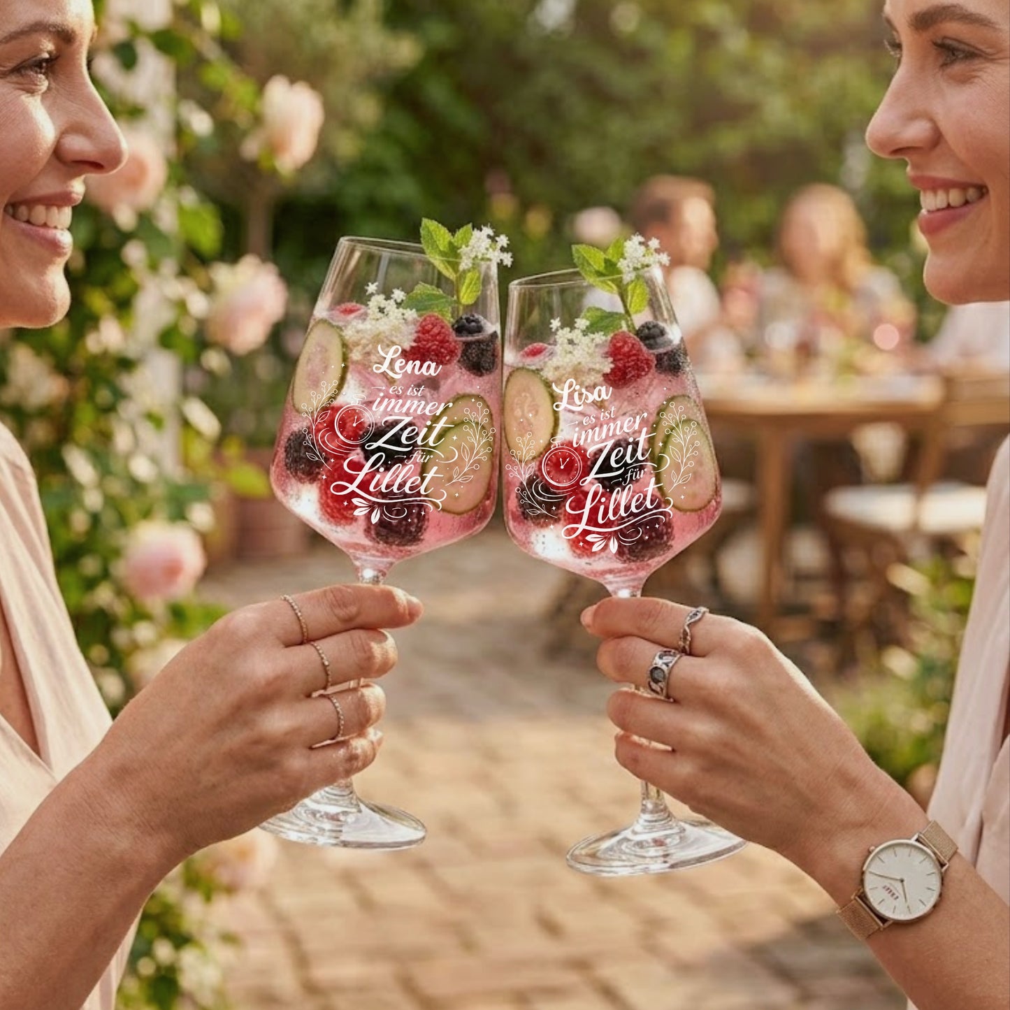 Lillet Glas personalisiert mit Namen – „Es ist immer Zeit für Lillet" Lasergravur – Geschenk für Frauen