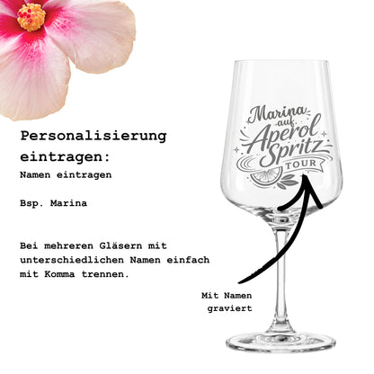 Anleitung zur Personalisierung des Aperol Spritz Tour Glases mit individuellem Wunschnamen