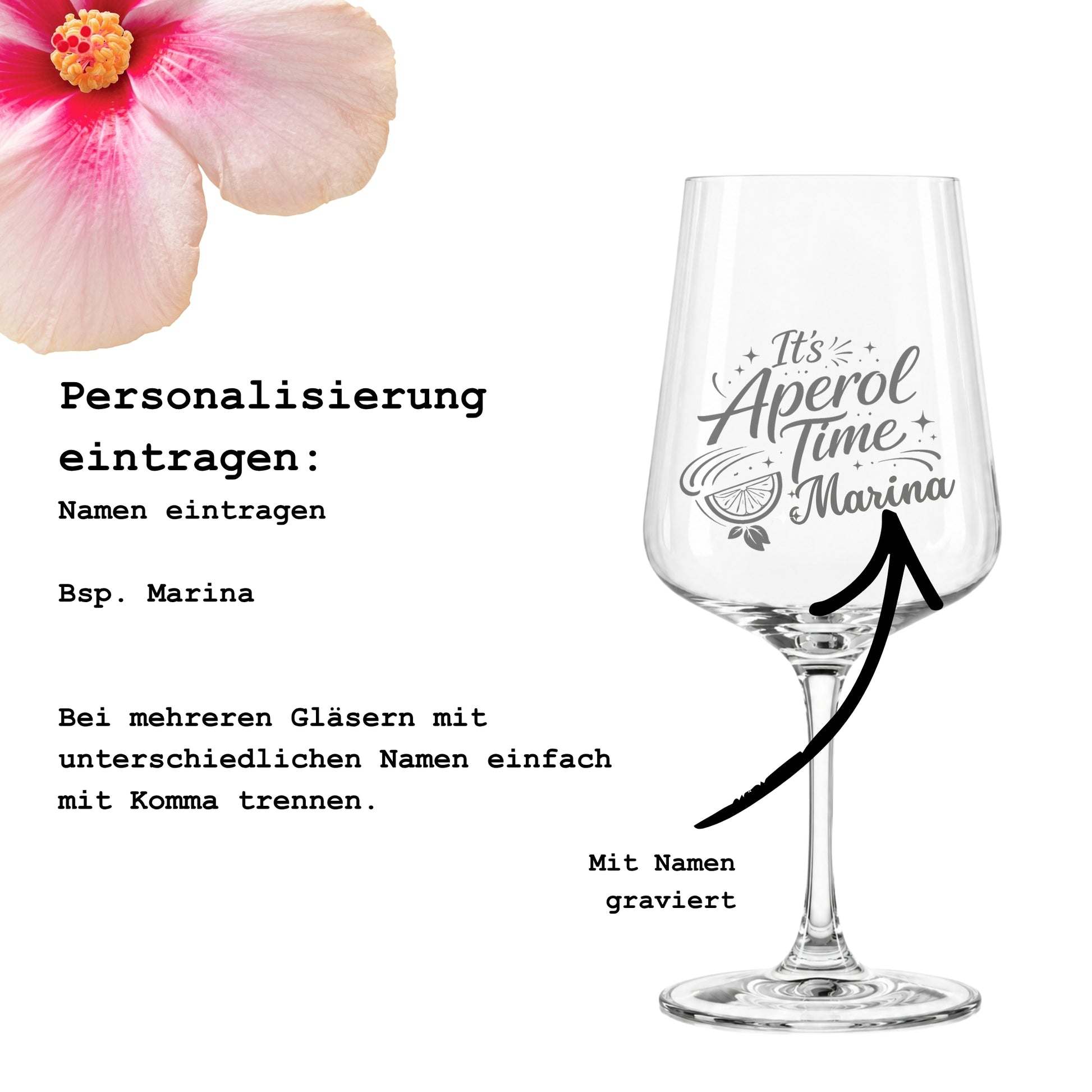 Anleitung zur Personalisierung des It’s Aperol Time Glases mit individuellem Wunschnamen