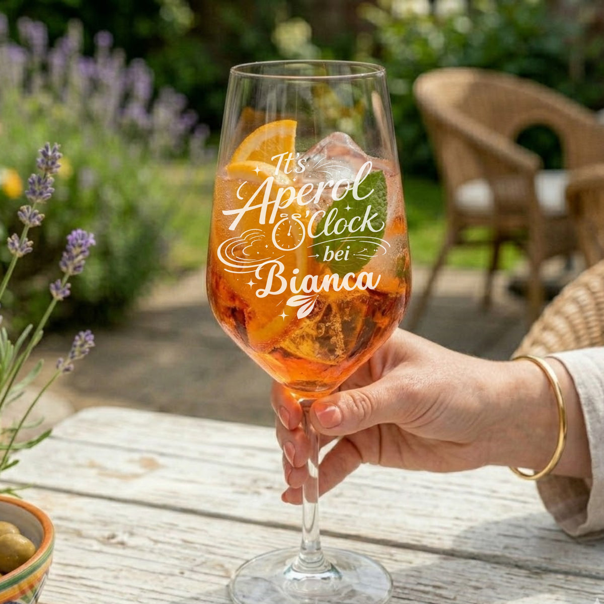 Aperol Glas personalisiert mit Namen – „It's Aperol O'Clock" Lasergravur – Geschenk für Frauen, Geburtstag, Somme