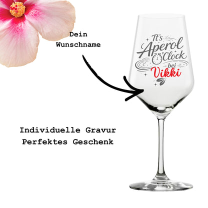 Aperol Glas personalisiert mit Namen – „It's Aperol O'Clock" Lasergravur – Geschenk für Frauen, Geburtstag, Somme