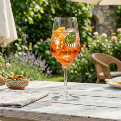 Aperol Queen Glas mit Namensgravur Diana – personalisiertes Aperol Spritz Glas – Geschenk für Frauen – Sommer Garten