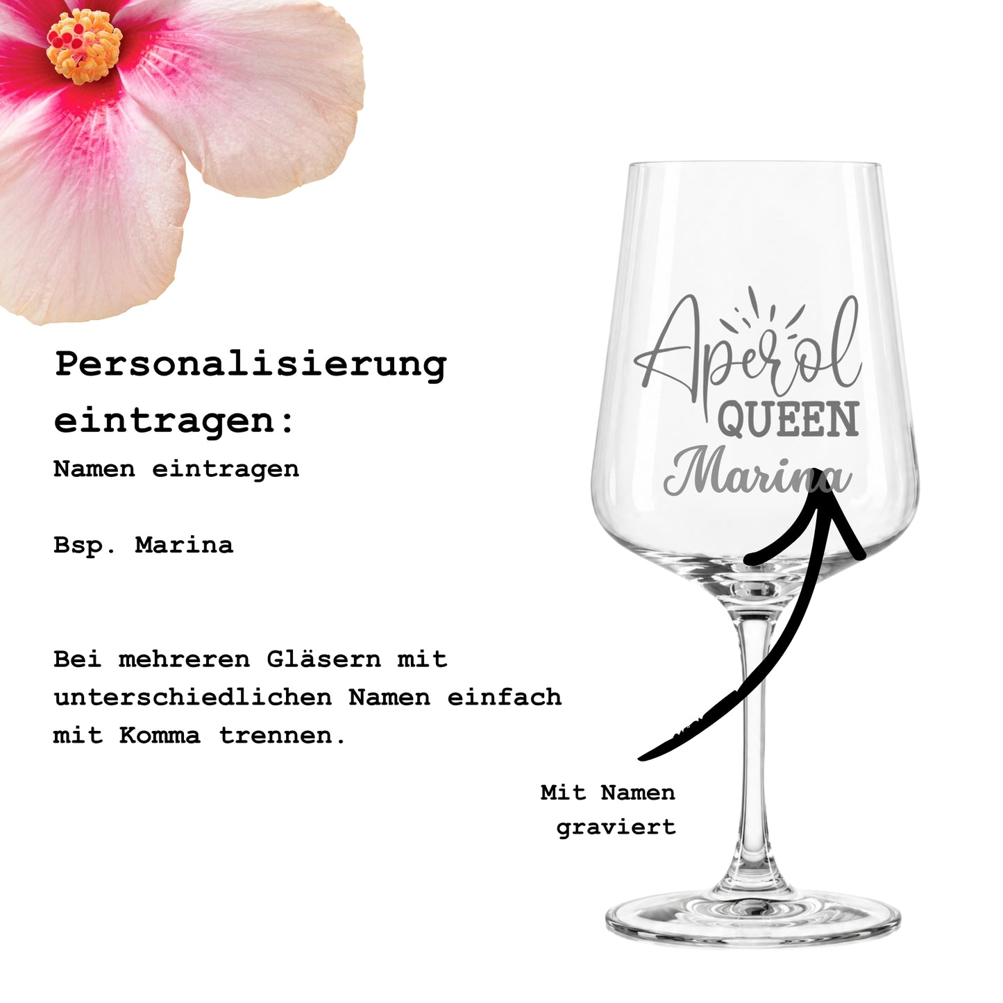Anleitung zur Personalisierung eines Aperol Queen Glases mit Wunschname