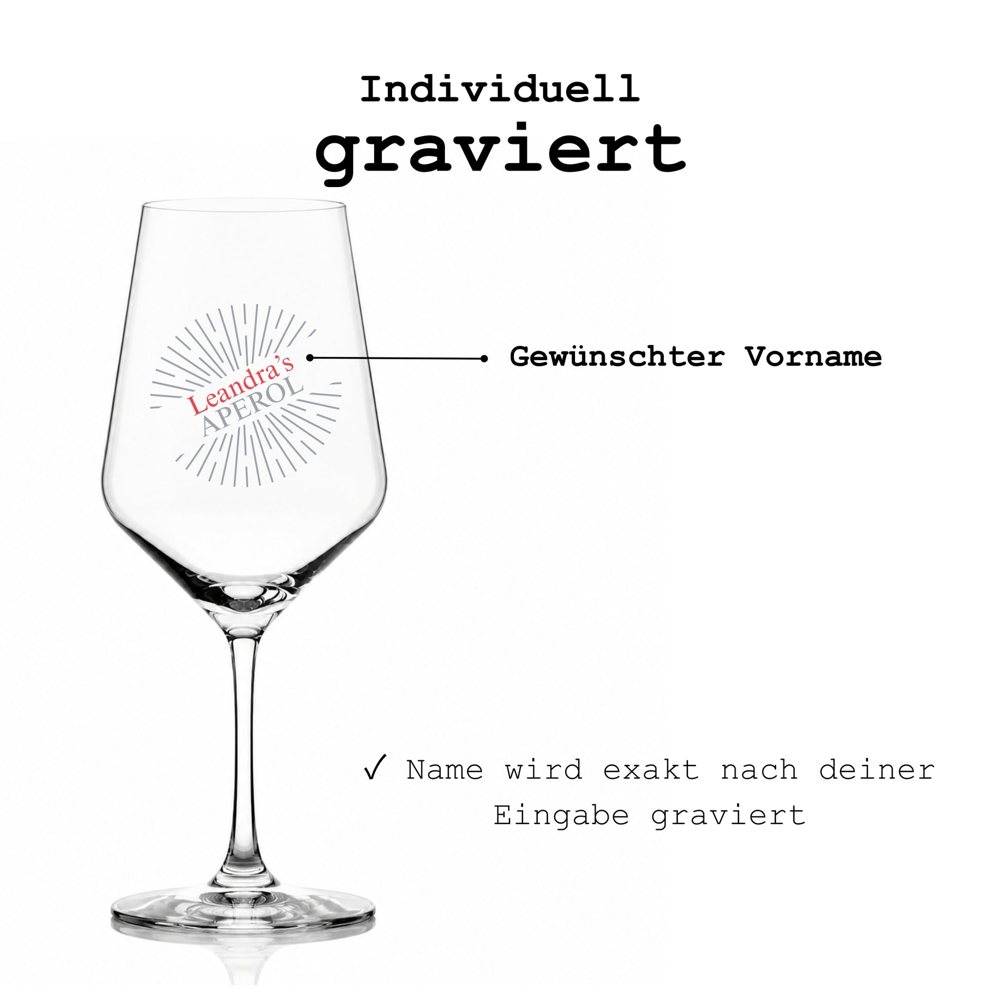 Aperol Spritz Gläser mit individueller Lasergravur des Wunschnamens