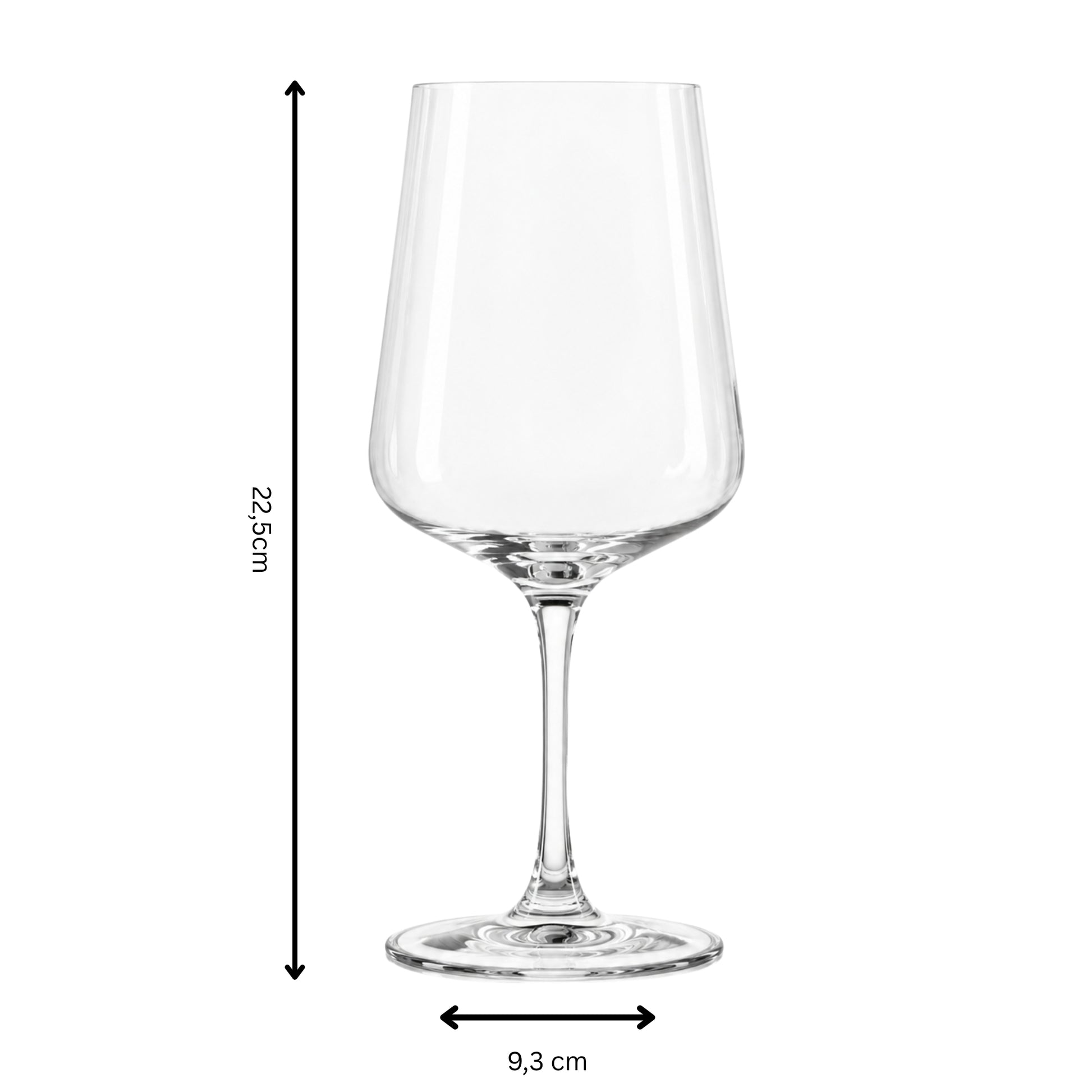 Maße des Aperol Spritz Glases mit 22,5 Zentimeter Höhe und 9,3 Zentimeter Durchmesser