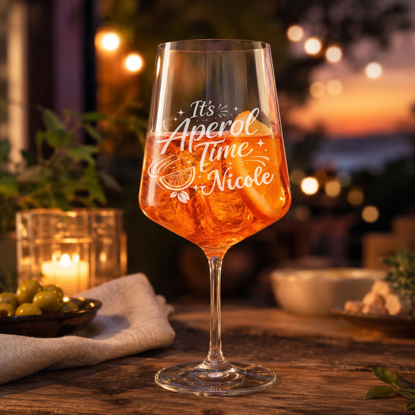 Personalisiertes Aperol Spritz Glas mit It’s Aperol Time Gravur und Name Nicole