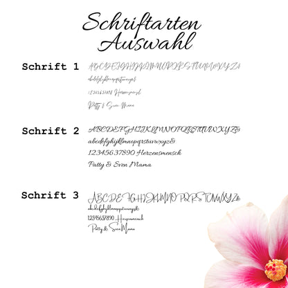 Übersicht der verfügbaren Schriftarten für personalisierte Weingläser