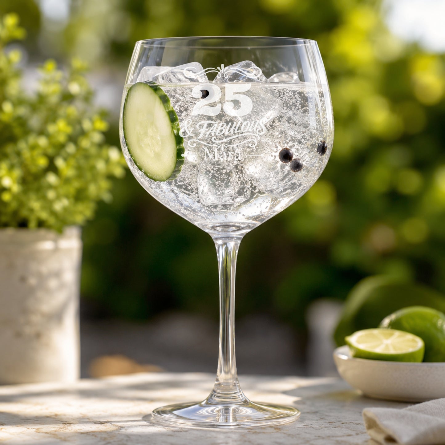 Gin Glas & Fabulous mit Wunschname graviert – Outdoor Lifestyle Geburtstag Geschenk