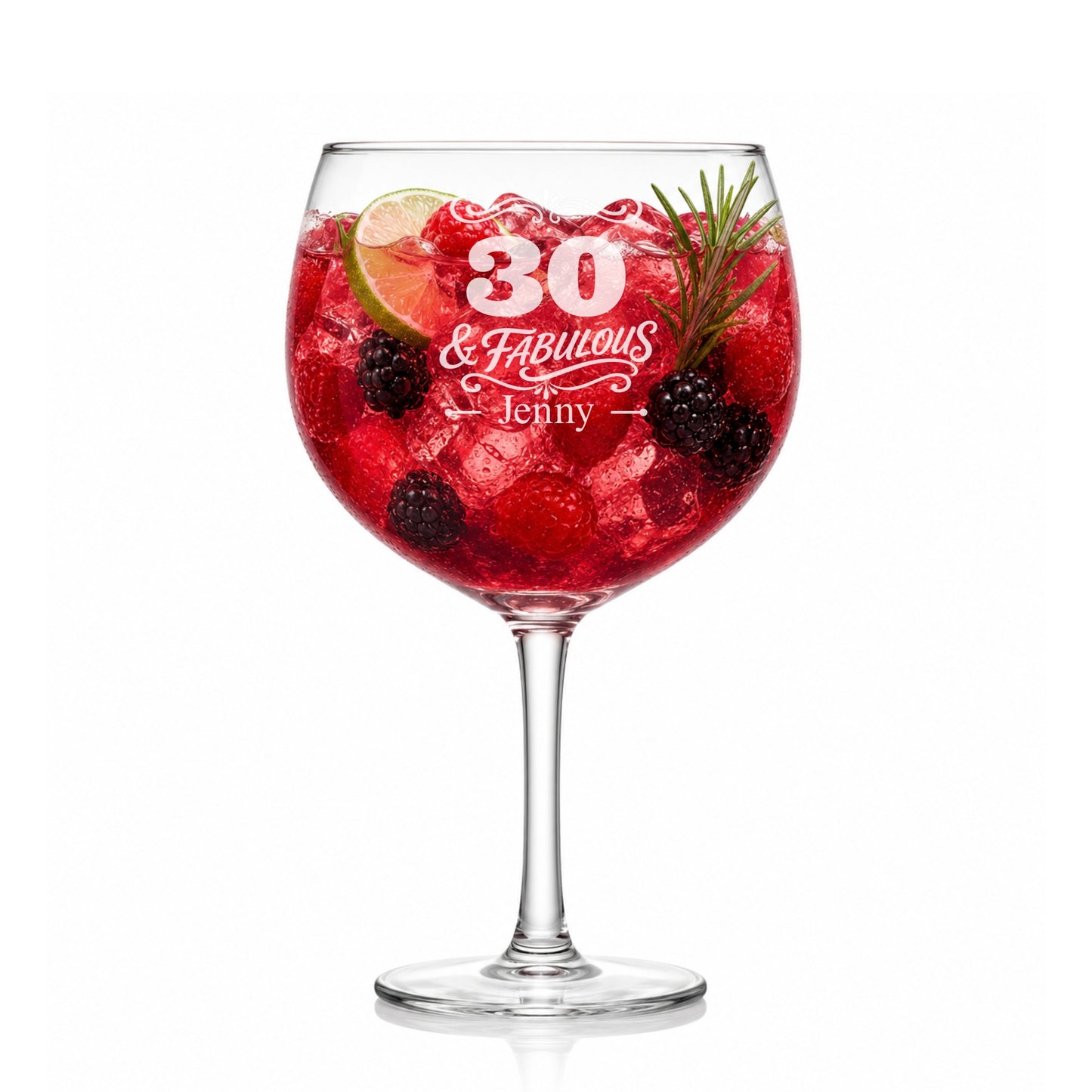 Gin Glas mit Gravur zum Geburtstag – & Fabulous mit Namen personalisiert, Lasergravur