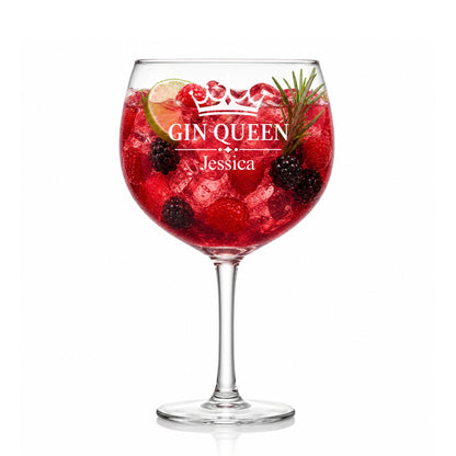 GIN QUEEN Gin Glas personalisiert mit Namen Jessica – Lasergravur Geschenk