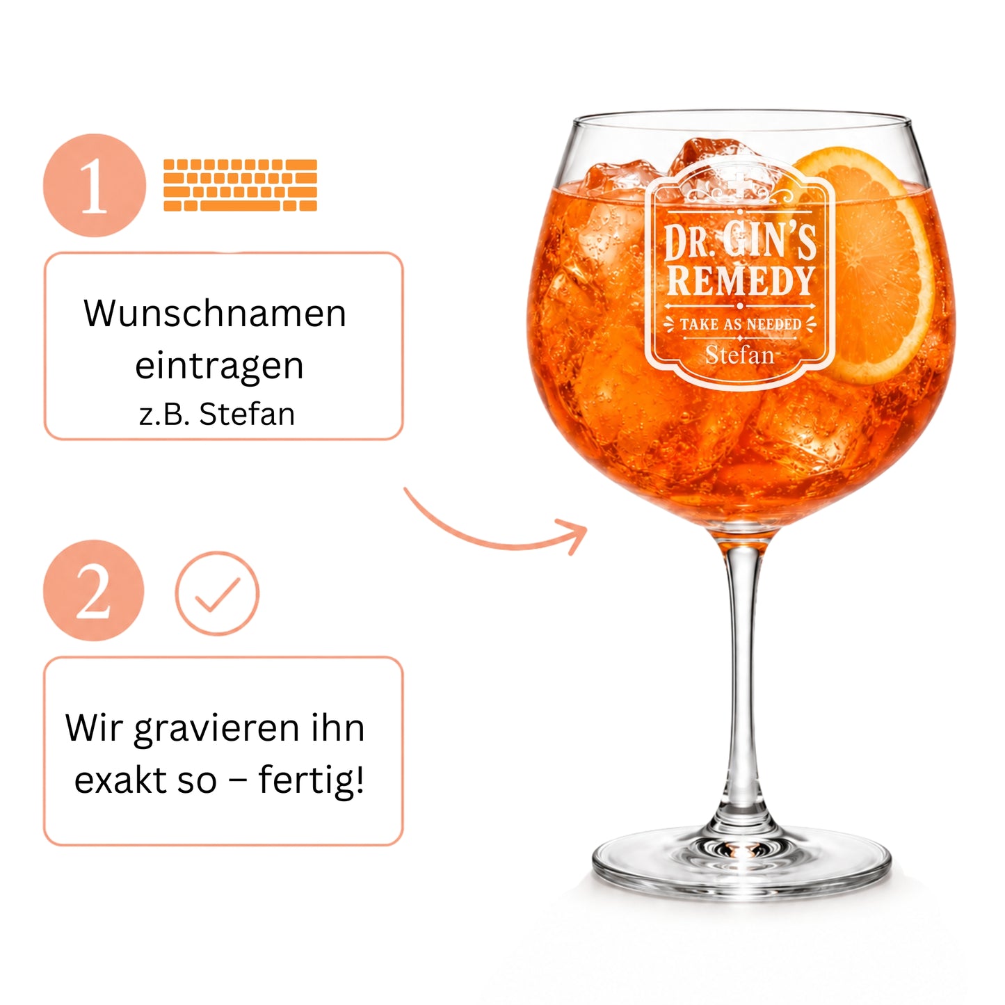 Gin Glas Dr. Gin's Remedy personalisieren – Wunschnamen eintragen, wir gravieren