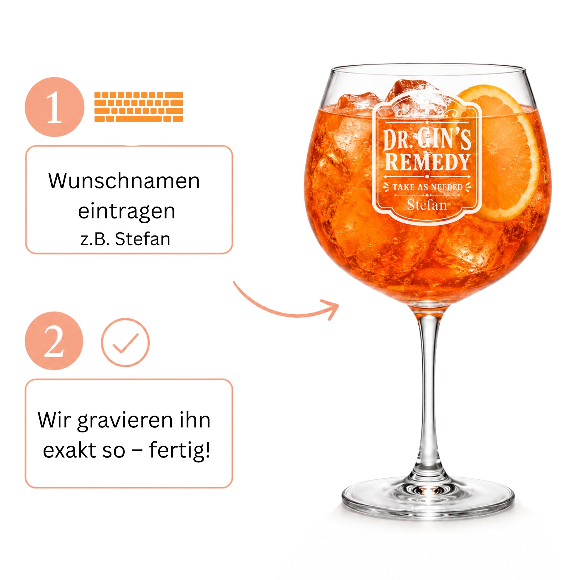 Gin Glas Dr. Gin's Remedy personalisieren – Wunschnamen eintragen, wir gravieren