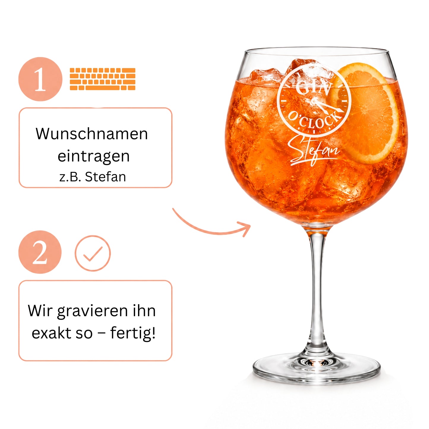 Gin Glas Gin O'Clock personalisieren – Wunschnamen eintragen, wir gravieren