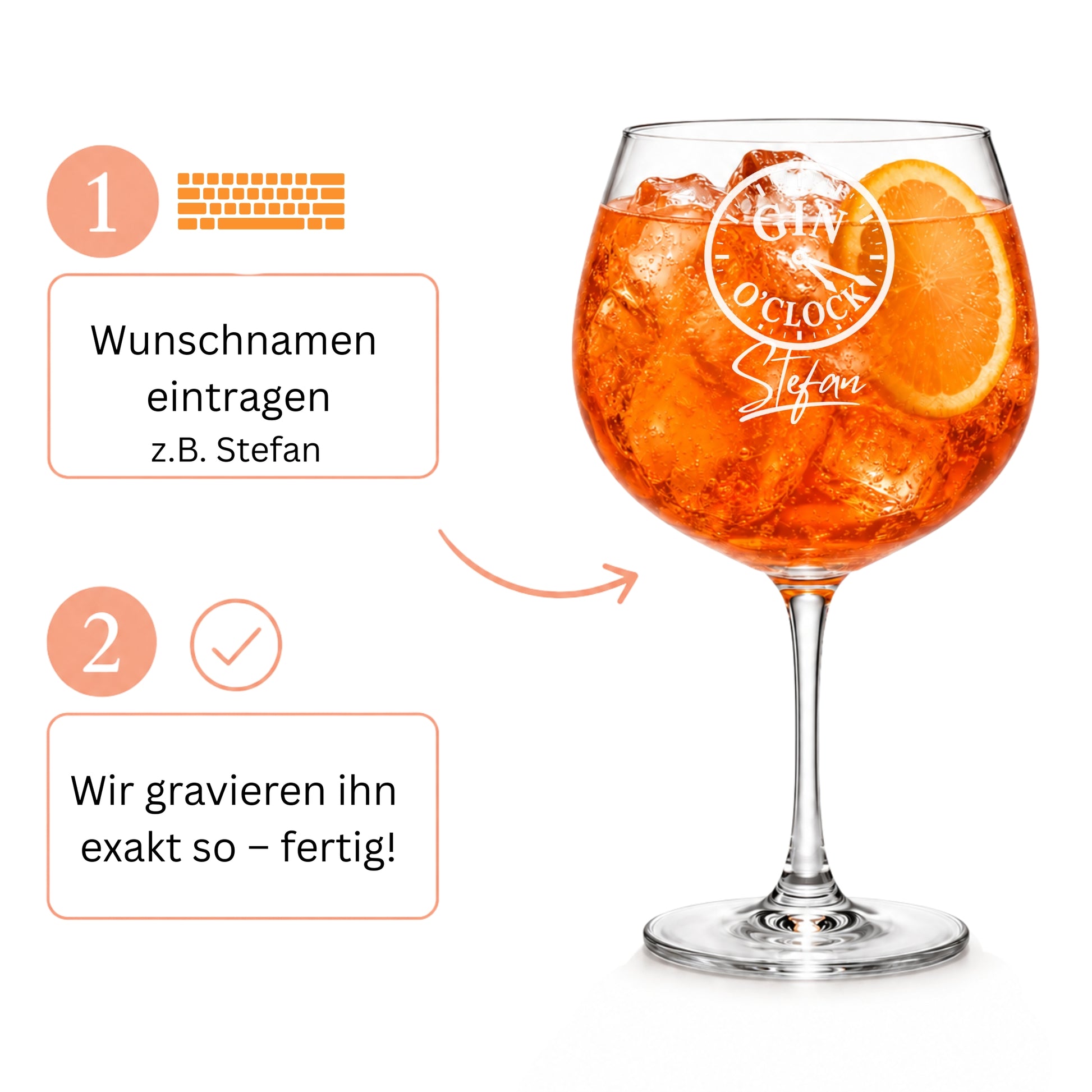 Gin Glas Gin O'Clock personalisieren – Wunschnamen eintragen, wir gravieren
