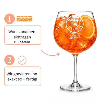 Gin Glas Gin O'Clock personalisieren – Wunschnamen eintragen, wir gravieren