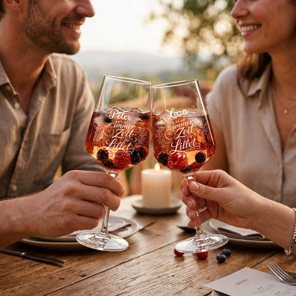 Lillet Glas personalisiert mit Namen – „Es ist immer Zeit für Lillet" Lasergravur – Geschenk für Frauen