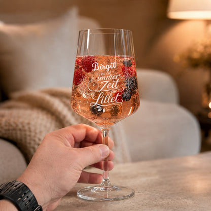 Lillet Glas personalisiert mit Namen – „Es ist immer Zeit für Lillet" Lasergravur – Geschenk für Frauen