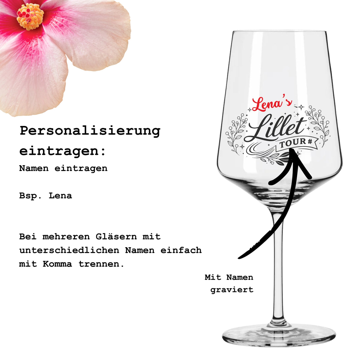 Lillet Glas personalisiert mit Namen – „Lillet Tour" Lasergravur – Geschenk für Frauen & Freundinnen