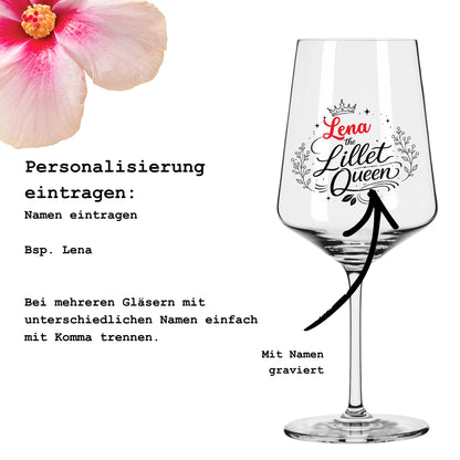 Lillet Glas personalisiert mit Namen – „the Lillet Queen" Lasergravur mit Krone – Geschenk für Frauen