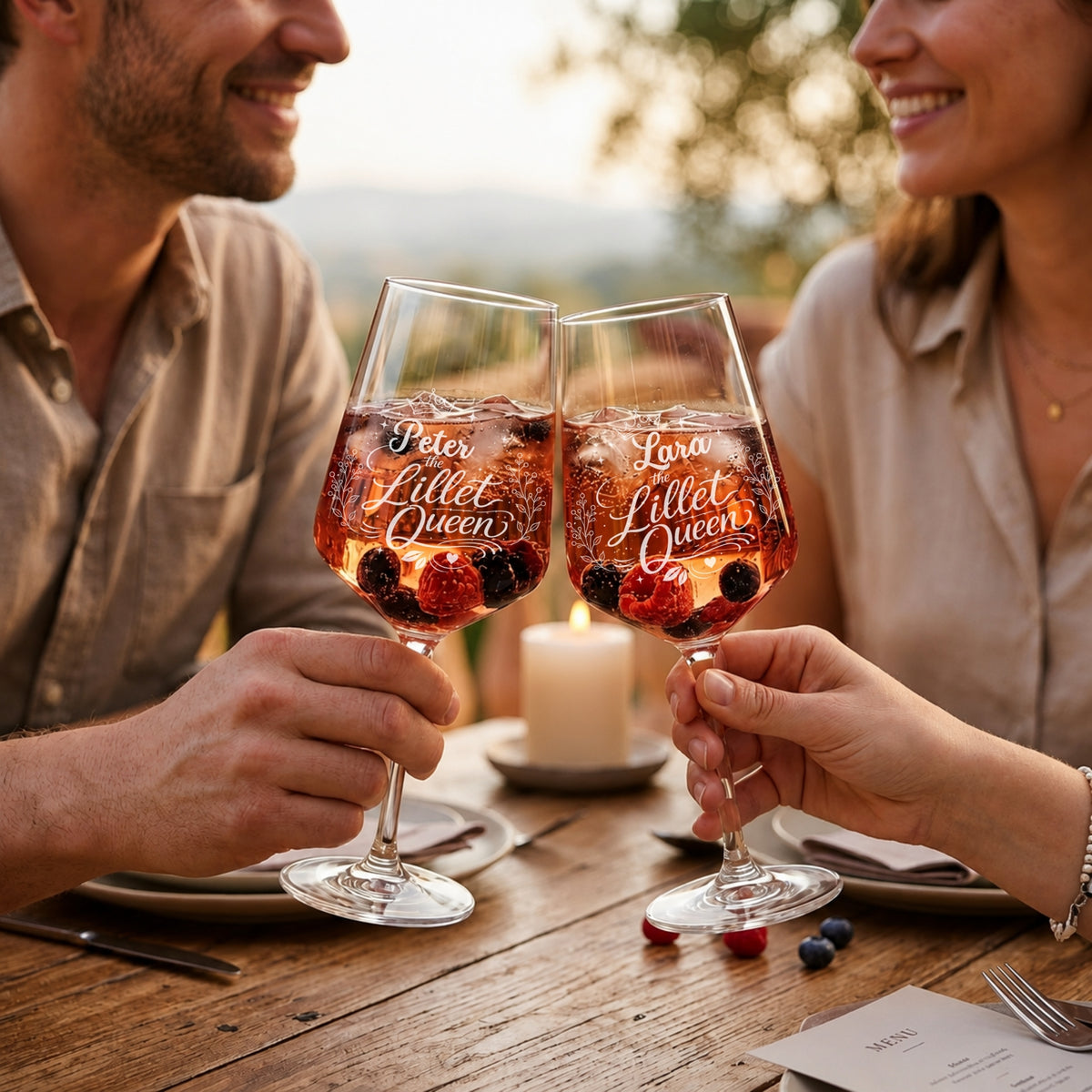 Lillet Glas personalisiert mit Namen – „the Lillet Queen" Lasergravur mit Krone – Geschenk für Frauen