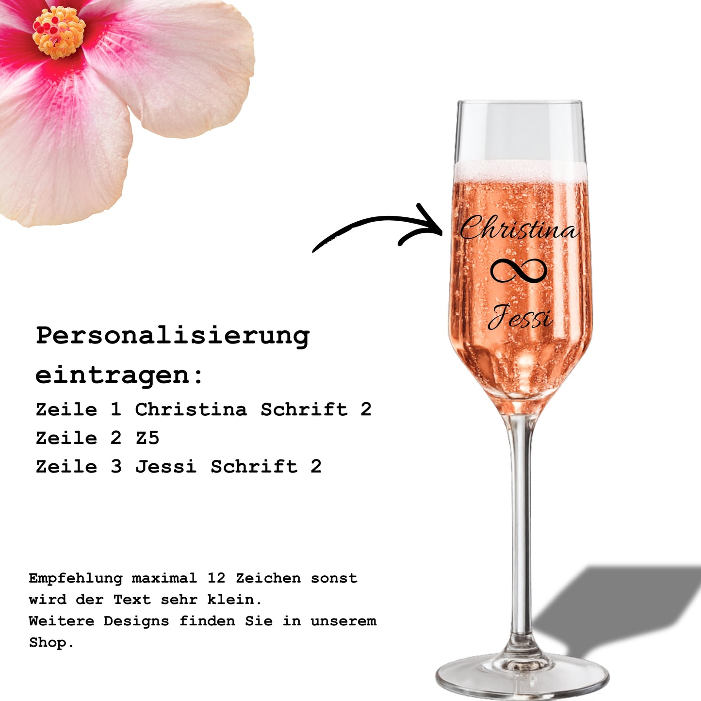 Anleitung zur Personalisierung von Sektgläsern mit Namen, Symbolen und Schriftarten für Gravur