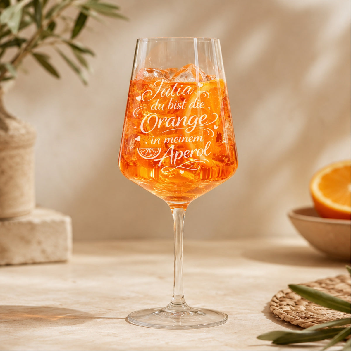 Personalisiertes Aperol Glas mit Name – „Du bist die Orange in meinem Aperol“