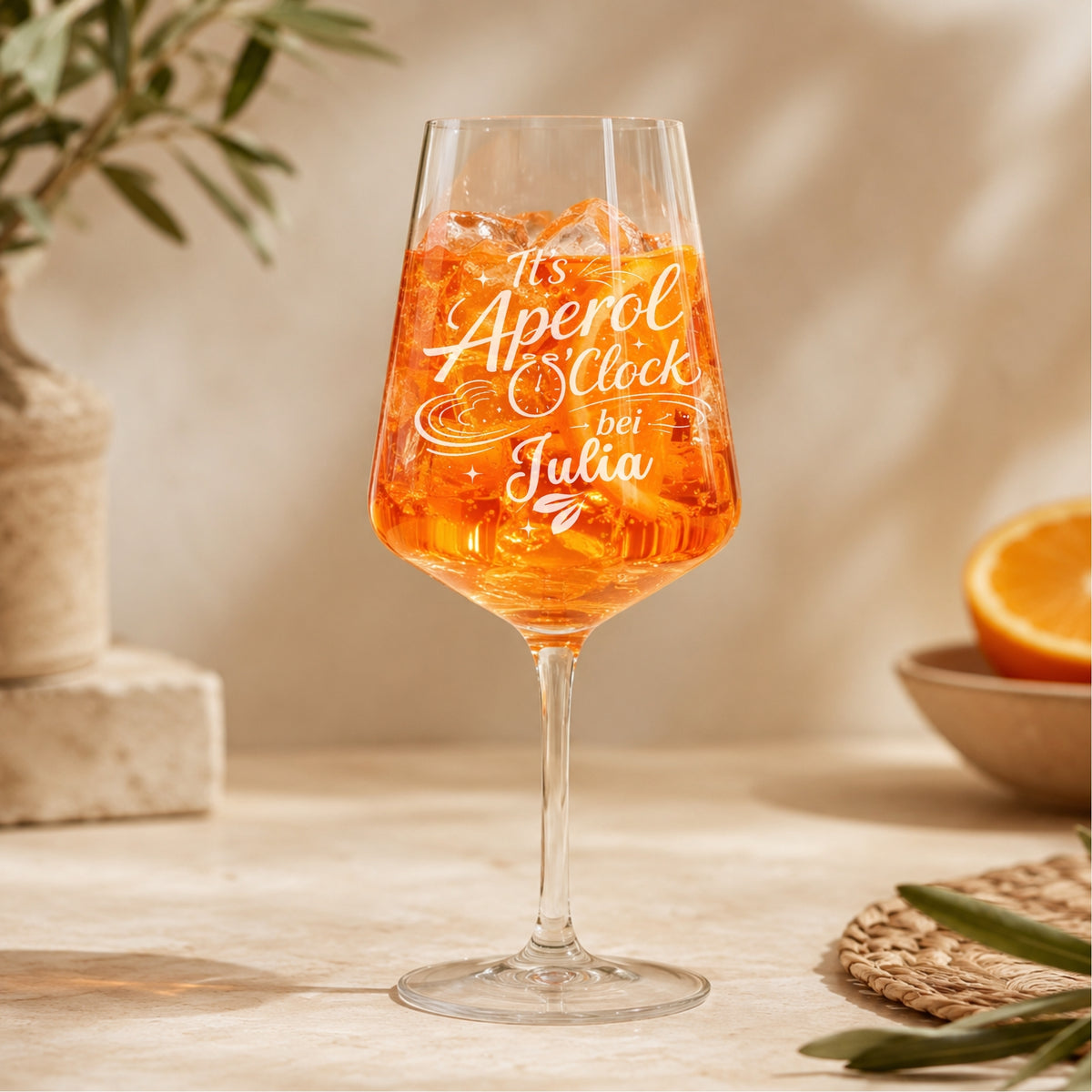 Personalisiertes Aperol Spritz Glas mit Name – „It’s Aperol O’Clock bei …“