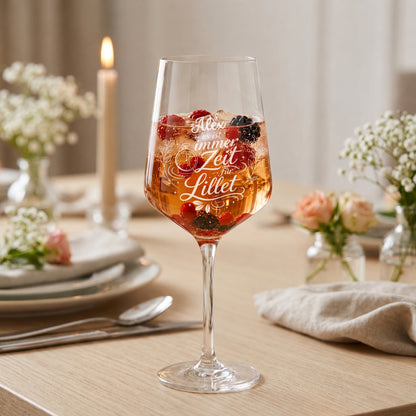 Lillet Glas personalisiert mit Namen – „Es ist immer Zeit für Lillet" Lasergravur – Geschenk für Frauen