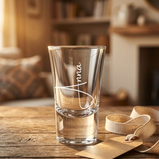 Personalisiertes Schnapsglas mit Namen Anna – Lasergravur handgefertigt in Germany – Geschenk Hochzeit JGA