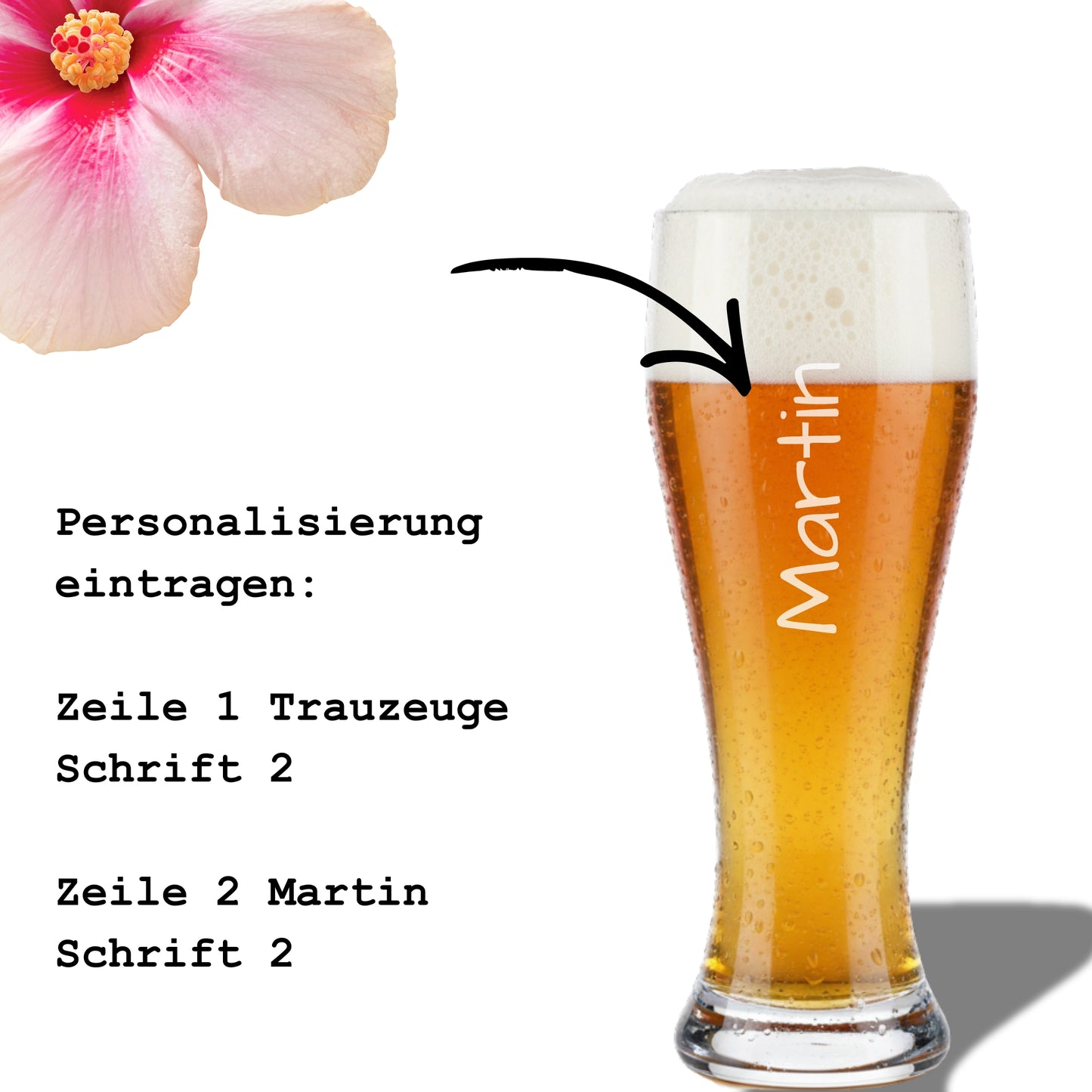 Personalisiertes Weizenglas mit Namen Hochkant