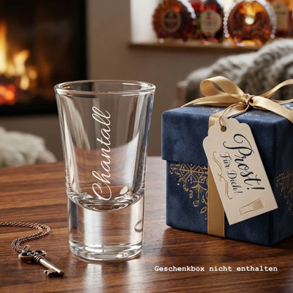 Personalisiertes Schnapsglas mit Namen Chantall – Geschenk Weihnachten Geburtstag – Lasergravur Glanzstücke