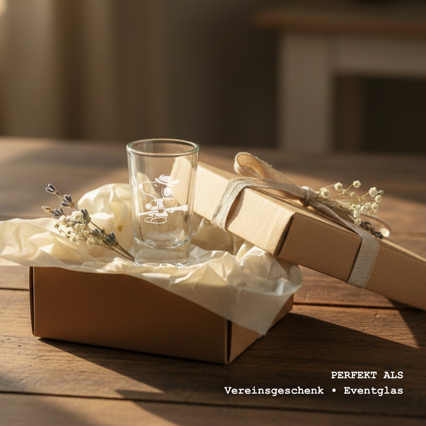 Graviertes Schnapsglas mit Vereinslogo als Geschenkidee – personalisiertes Eventglas 2cl für Verein, Mannschaft oder Firmenveranstaltung.