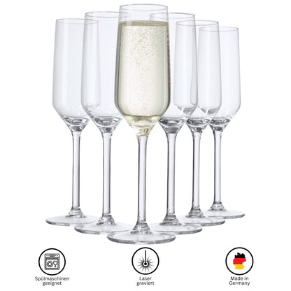 Spülmaschinengeeignetes personalisiertes Sektglas mit Gravur aus Deutschland